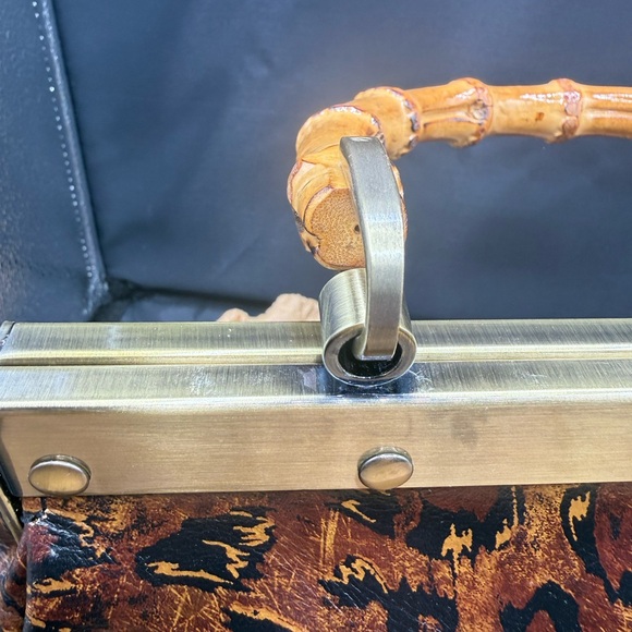 Patricia Nash Anastesie frame bamboo handle satchel bag - Picture 9 of 11